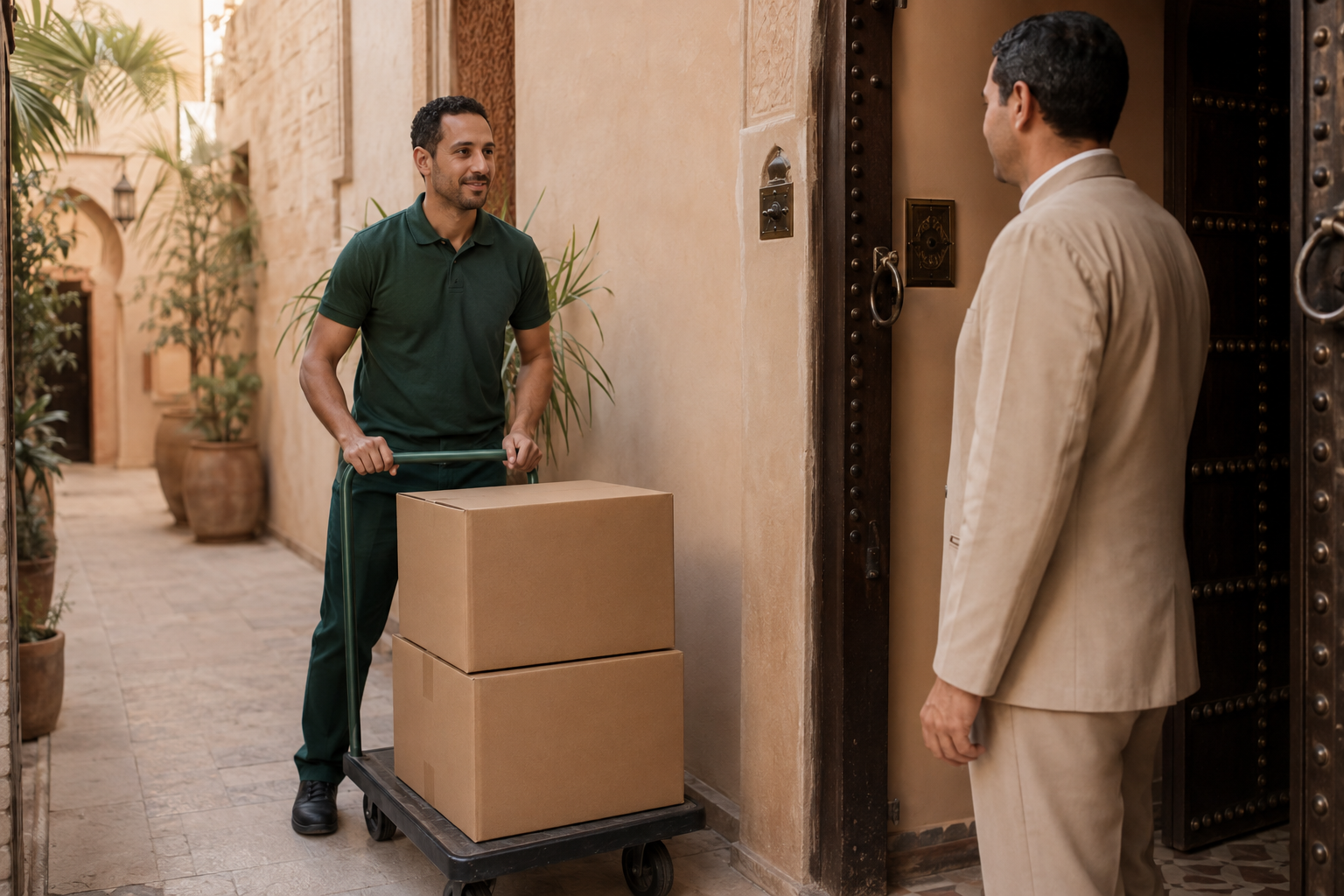 Livraison professionnelle de fournitures dans un riad à Marrakech